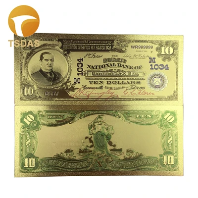 10 шт./лот банкнота из американского золота 1899 год один доллар позолоченная банкнота для подарков - Цвет: 1902 year 10 USD