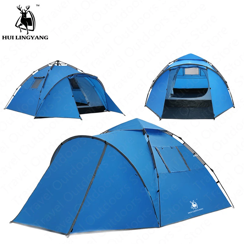 

HUILINGYANG Tent Quick Automatic Opening Camping Tent Outdoor Large Space 3- 4 Person Double Layer Famliy Tent Beach tent