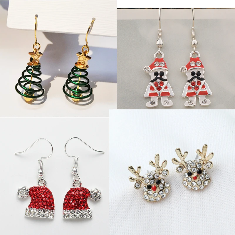 

Creative Star Christmas Tree Elk Snowflakes Set with Crystal Christmas Earrings for Party Women Earrings Jewelry