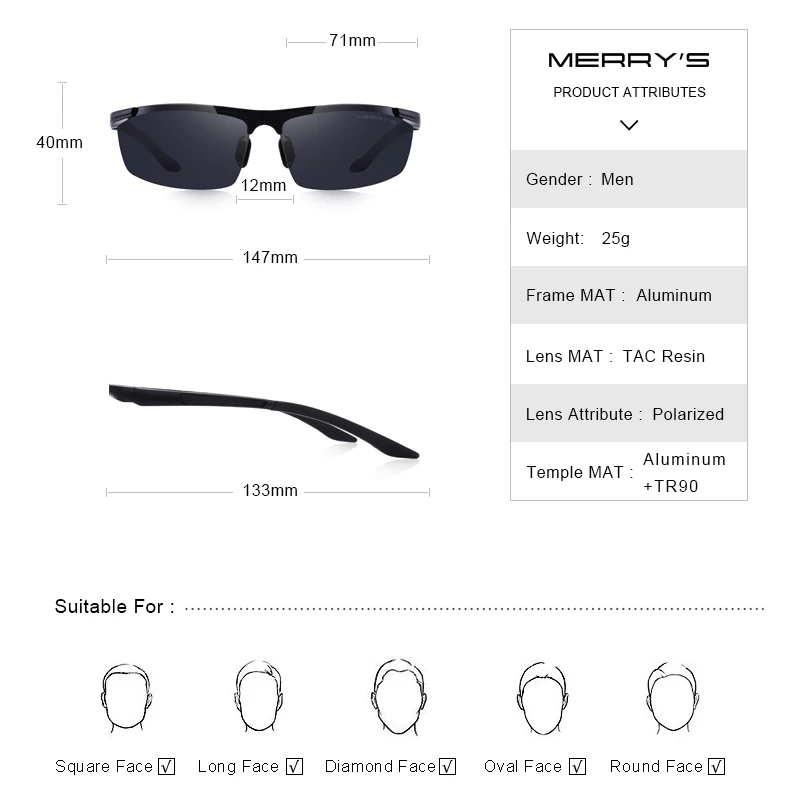 Beste MERRYS ONTWERP Mannen Klassieke Aluminium Zonnebril HD Gepolariseerde Zonnebril Voor Driving Outdoor Sport UV400 Bescherming S8530
