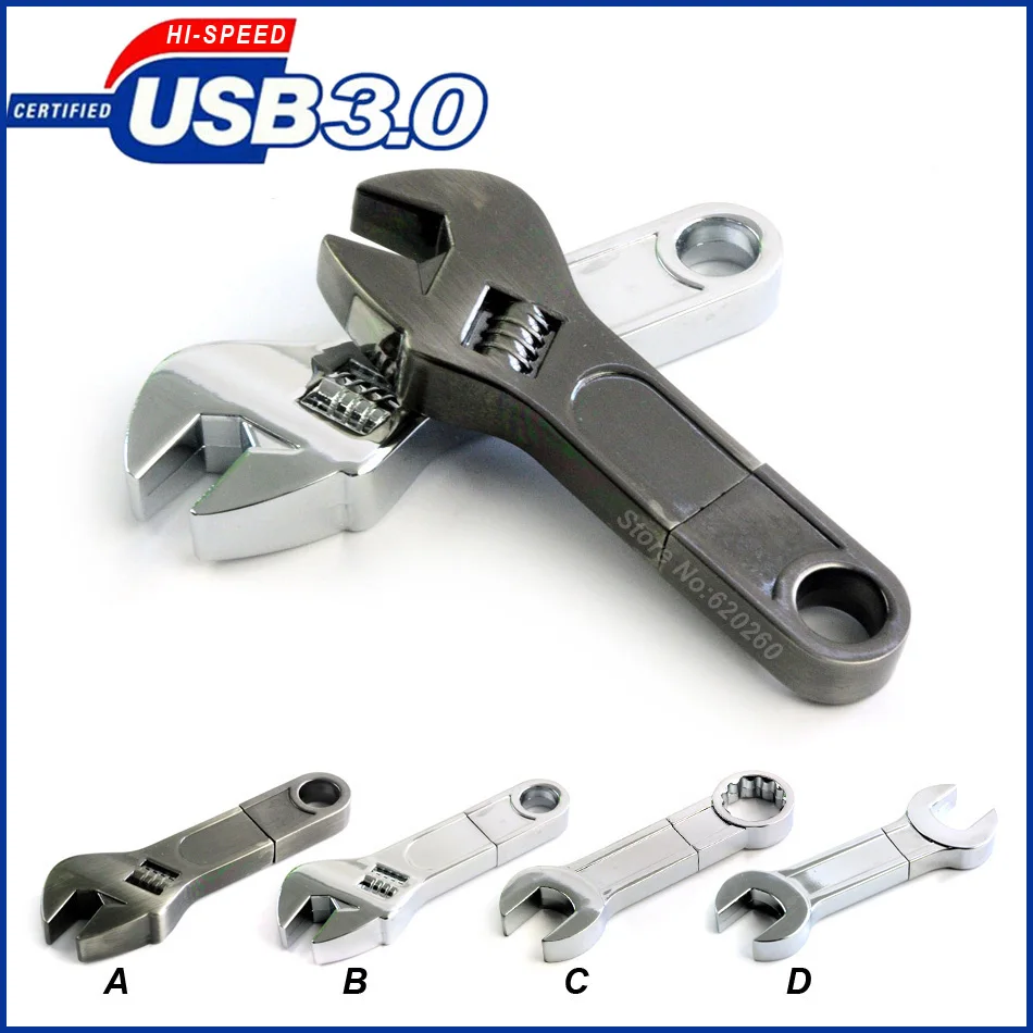 

USB flash drive 64gb, Metal Simulation spanner USB3.0 Flash Drives pen drives memory stick 8GB 16GB 32GB 64gb,Free shipping!