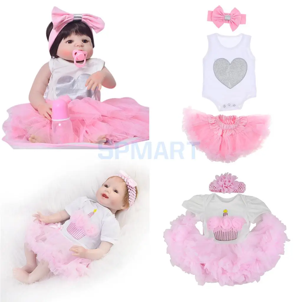 2 Suit Reborn Dolls Clothes for 22 23inch Baby Girl Rompers Skirt Dress