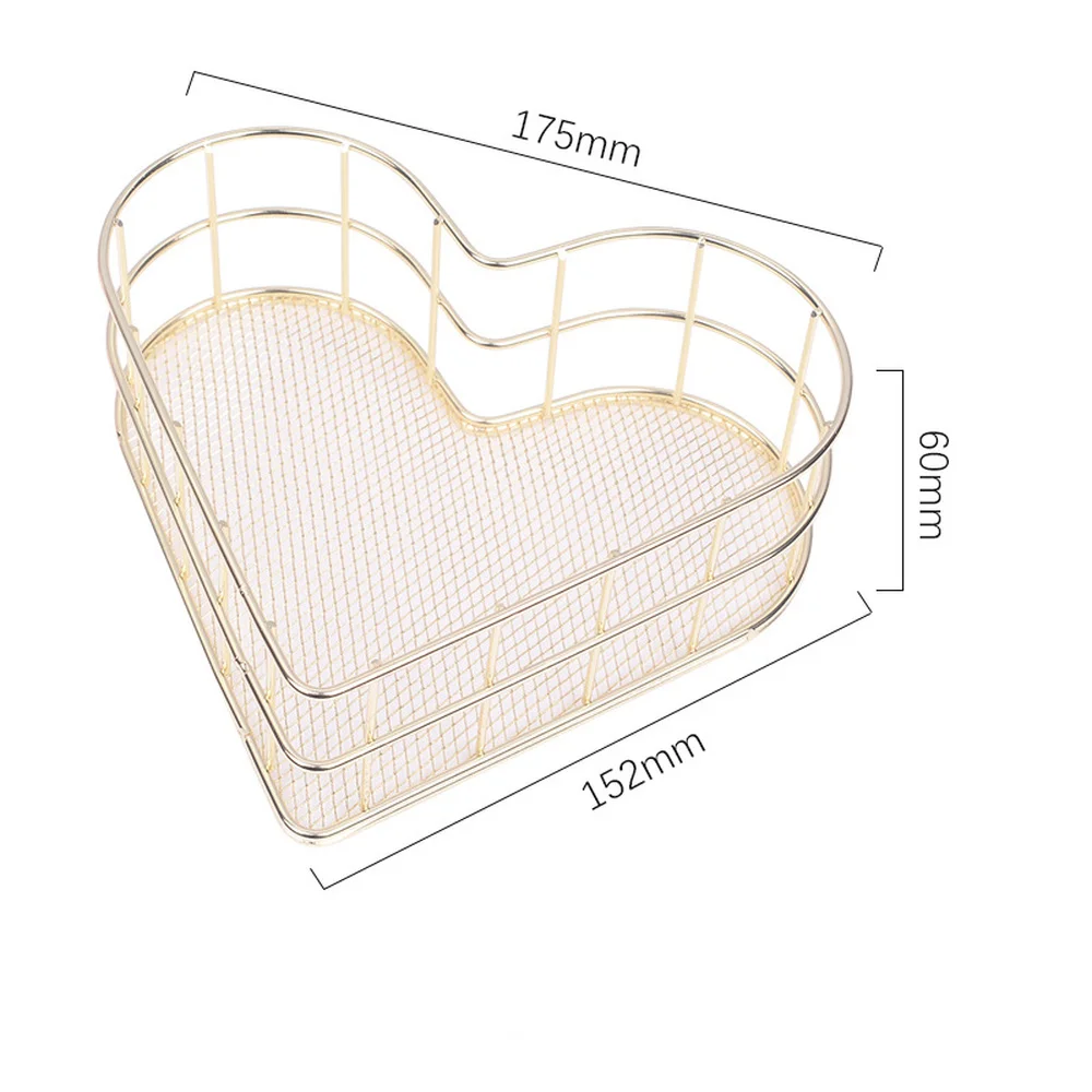 Скандинавские простые Стильные металлические железные корзины в форме сердца для хранения, держатель для косметики, корзина для фруктов из розового золота, Органайзер