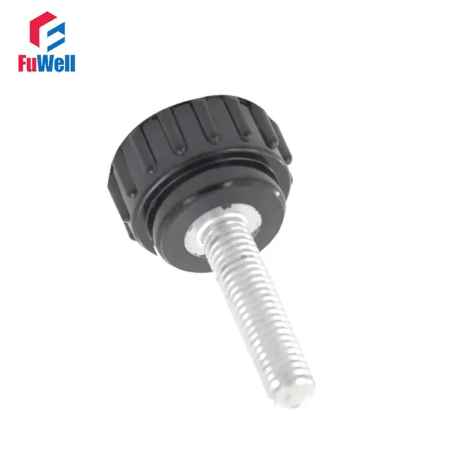 10pcs M4 x 25mm Thread 15mm Round Head Diameter Knurled Grip Knob