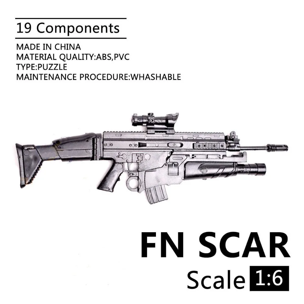 

1:6 FN Scar Assault Rifle Gun 1/6 Plastic Puzzle Weapon Model for 12" Soldier Mini Gun Assembling Toy