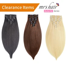 MRSHAIR 24 Inches Clip In Human Hair Extensions Straight 8pc Set Machine Made Remy Clip Ins Full Hair Brazilian Hair Blonde