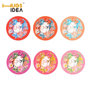 

HUGSIDEA 6pcs/set Coaster Sleeping Cat Round Cup Pad Slip Insulation Pad Cup Mat Pad Hot Drink Holder Mat Kitchen Accessories