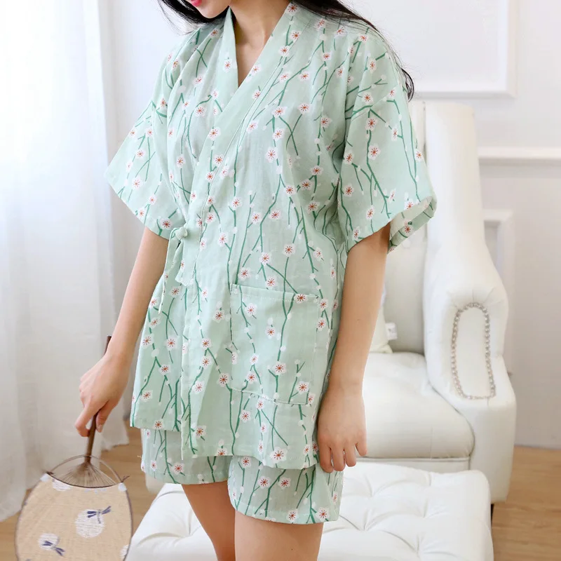 

Women's Pajama Sets Shorts Japanese Yukata Underwear Kimono Robe Gown Cotton Suit Nightgown Sleepwear Bathrobe Leisure Homewear