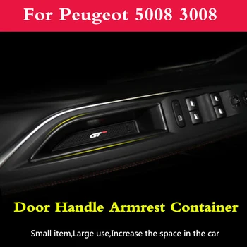 

For Peugeot 5008 3008GT 2017 2018 2019 Car Front Door Handle Armrest Container Holder Tray Storage Box Glove Box Case decoration