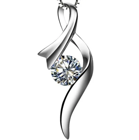 

Exquisite 0.5CT Lovely Synthetic Diamonds Pendant Luxury Quality Solid 925 Silver Pendant With Chain White Gold Cover