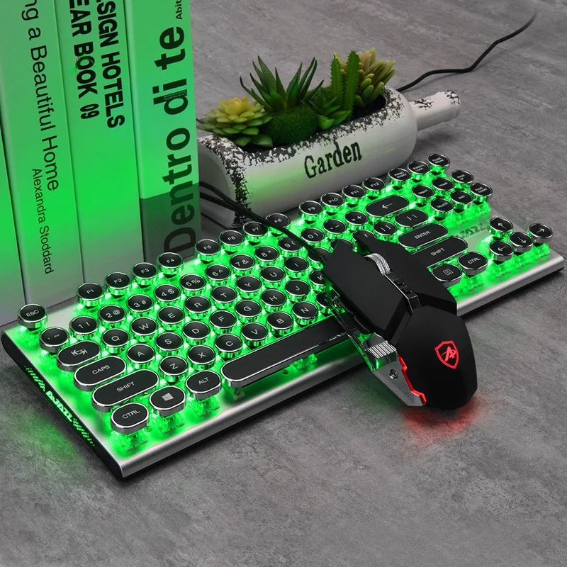 Ajazz AK 40 87 ключ + AJ110S USB механическая клавиатура и мышь набор Ретро круглая Кепка