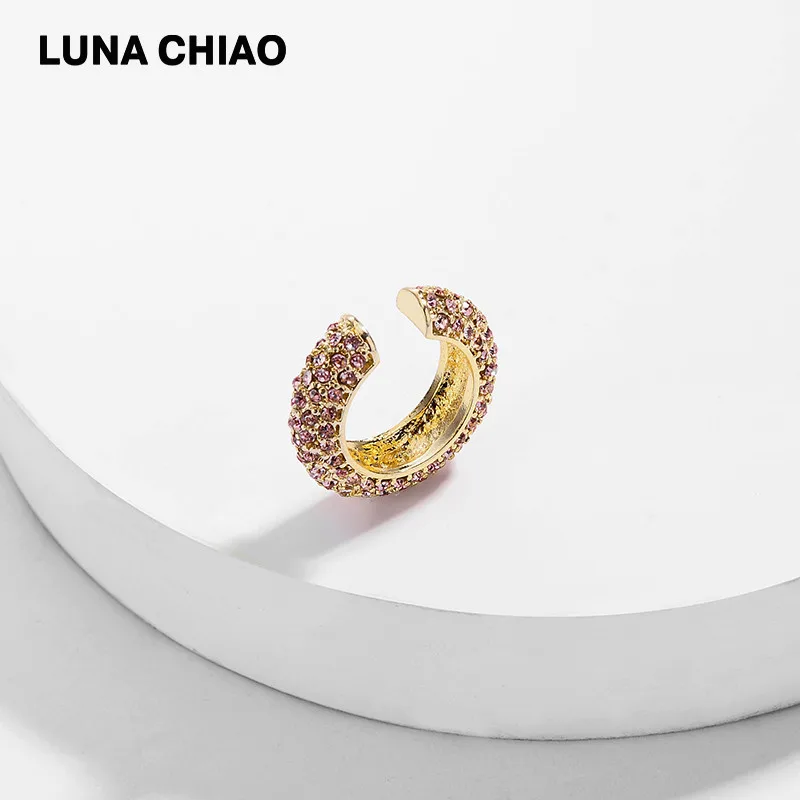 LUNA CHIAO модные ювелирные изделия Bijoux для женщин Pave Кристалл ювелирное мини ухо манжеты серьги-кольца из металла - Окраска металла: Pink