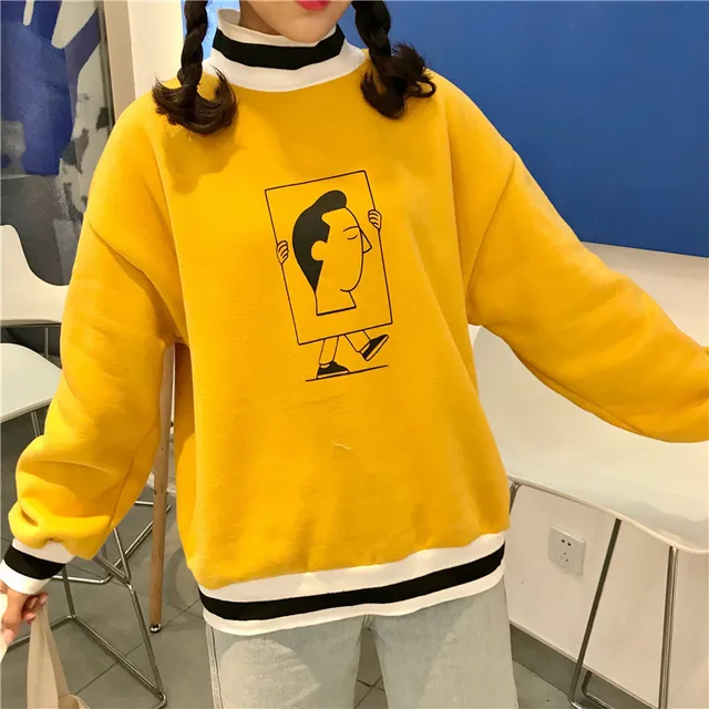 Sweatshirt Femme 2018 Cute Korean Sweatshirt Plus Fleece Thicken Women ...