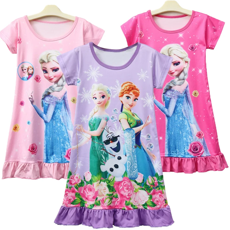 

Summer Kids Dress For Girls Elsa Anna Princess Dress Home Wear Baby Girl Birthday Cartoon Dress Clothes Children Casual Clothing