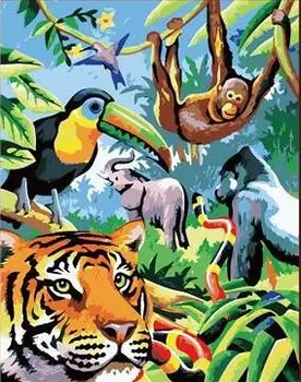 

Jungle Animals painting by numbers animal coloring by numbers canvas painting for living room