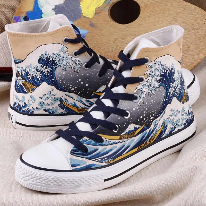 

2019 Fashion Canvas Original Design Comfortable High-Top Casual Women Men Unisex Lace-Up Personality Flat Sneaker Hard-Wearing
