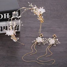 Барокко Свадебные украшения для волос жемчужина; стразы; хрусталь свадебный головной убор Свадебные Аксессуары повязка на голову и серьги новые волосы