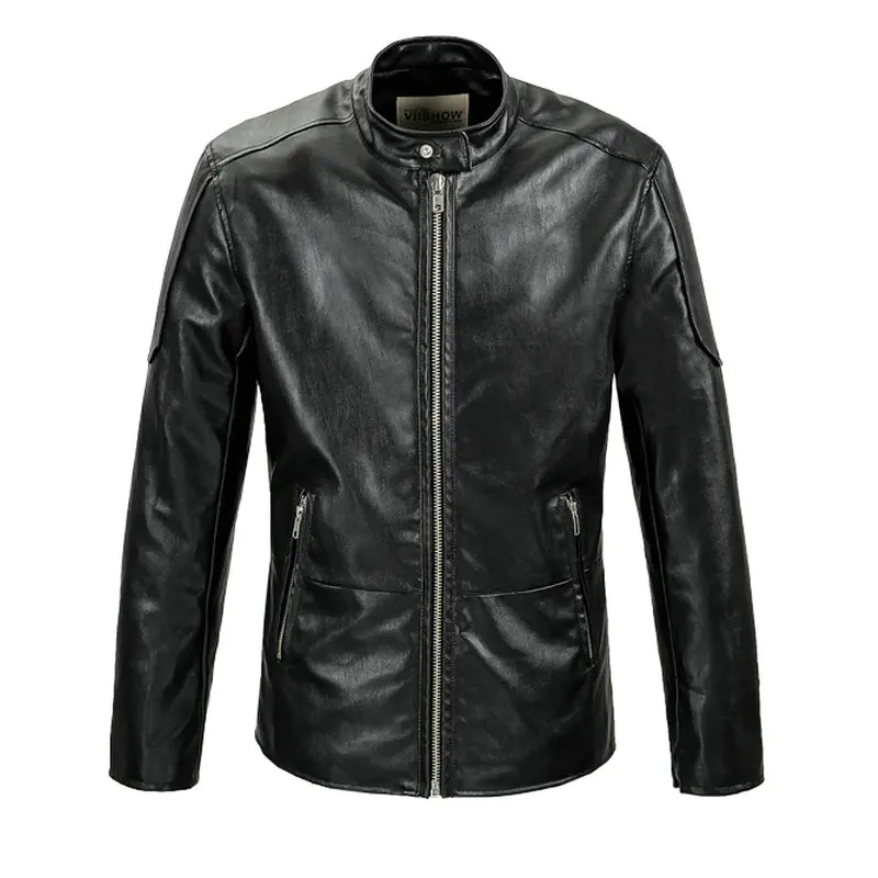 VIISHOW ПУ для мужчин кожаные куртки бренд мужчин's Chaqueta Cuero Hombre 2018 однотонные