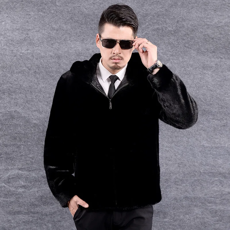 

Mens Nagymaros Collar Fur Coat Personality Artificial Leather Grass mink Fur Jacket Large Size Turn Down Collar Outwear HN220
