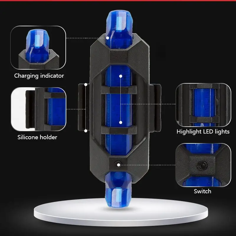 USB Перезаряжаемый светодиодный велосипедный задний светильник, велосипедный Предупреждение, Прямая поставка