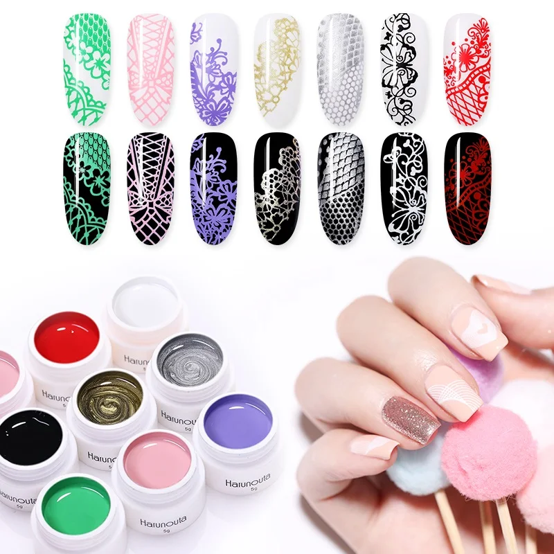 

Harunouta Stamping Gel Polish for Nail Stamping Plates Silver Colors Soak Off UV Gel Nail Art Manicure Manicure Varnish
