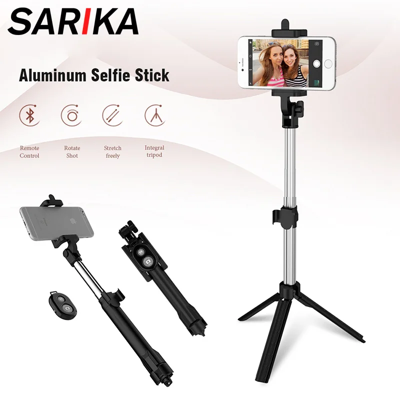 

Sarika Tripod Monopod Wireless Bluetooth Selfie Stick With Button For iPhone Android Smartphone Portable Extendable Selfie Stick