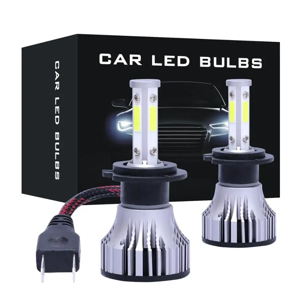 

2Pcs LED Headlight Bulbs with 4 sides LED Chips H7 H1 H3 H4 H8 H9 H11 9005 9006 9007 H13 880 881 H27 Conversion Kit Car Headlamp