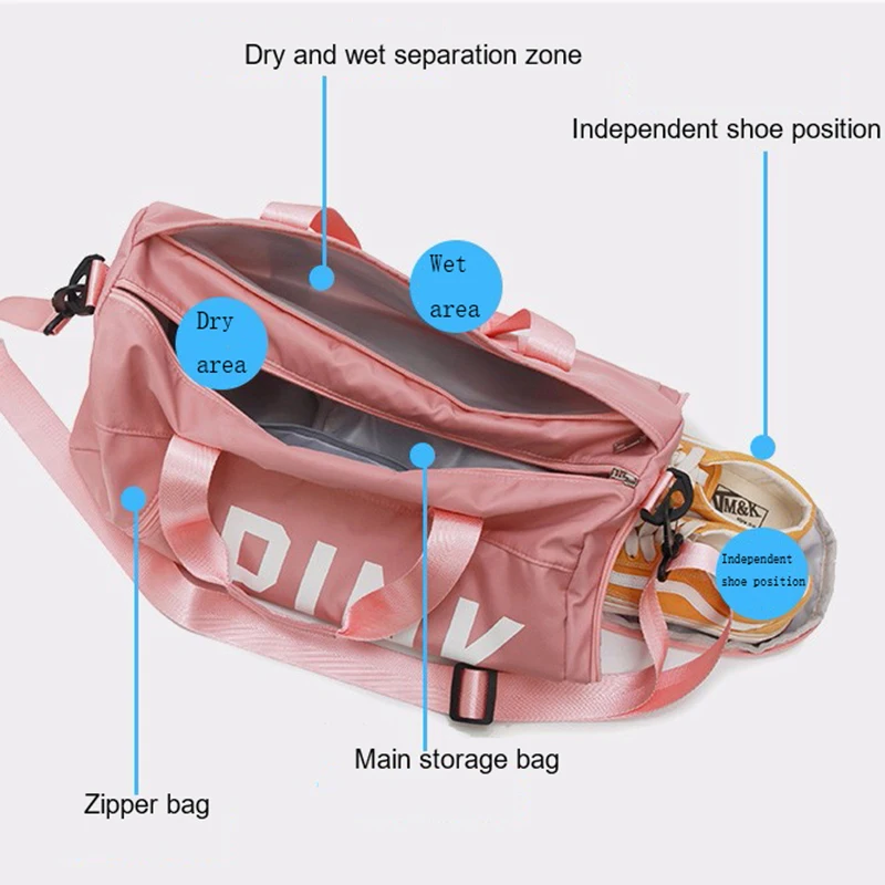 Men's Sports Bag Dry And Wet Separation Nylon Casual Large Capacity Ladies Fitness Bag Can Put Shoes Elegant Yoga Bag