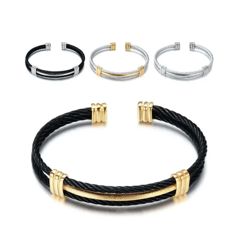 Роскошные витой кабель Нержавеющая сталь манжеты Браслеты& Bangles, золото открытие Шарм для браслетов в романтическом стиле для Для женщин pulseiras ювелирные изделия Z4