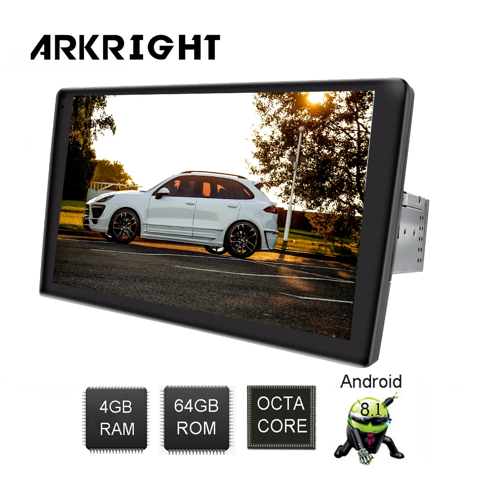 ARKRIGHT 9 ''1Din dvd-плеер автомобиля/Android 8,1 аудио Радио стерео/4+ 64 гб поддержка 4G sim-карты DSP/2.5D изогнутый экран SC9853i