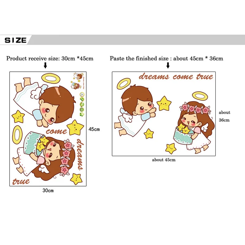 Мультяшный милый маленький Ангел стикер на стену для детской комнаты или спальни наклейки для украшения дома обои для мальчиков и девочек наклейки-звездочки