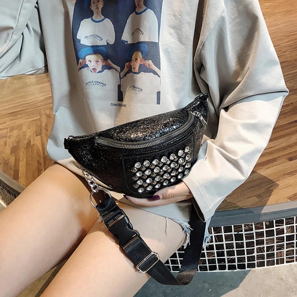 Women's Waist Bag Fanny Pack Fashion Bright Drill Waterproof Leather Shoulder Bag Chest Bag heuptas voor smartphone 2019 Gift Women's Waist Bag Fanny Pack Fashion Bright Drill Waterproof Leather Shoulder Bag Chest Bag heuptas voor smartphone 2019 Gift