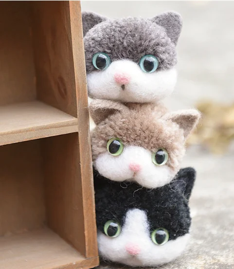 Petit Chat Sauvage Pompon Estime Kit Avec Porte Cles Animail De Laine Fil Ensemble Laine Tapisserie Feutre Aiguille A Feutrer Artisanat Bricolage A La Main Aliexpress