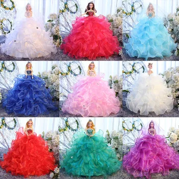 

45CM White Elegant Handmade Wedding Princess Dress Doll Floral Doll Dress Clothes Clothing Multi Layers Dolls Girl Gift