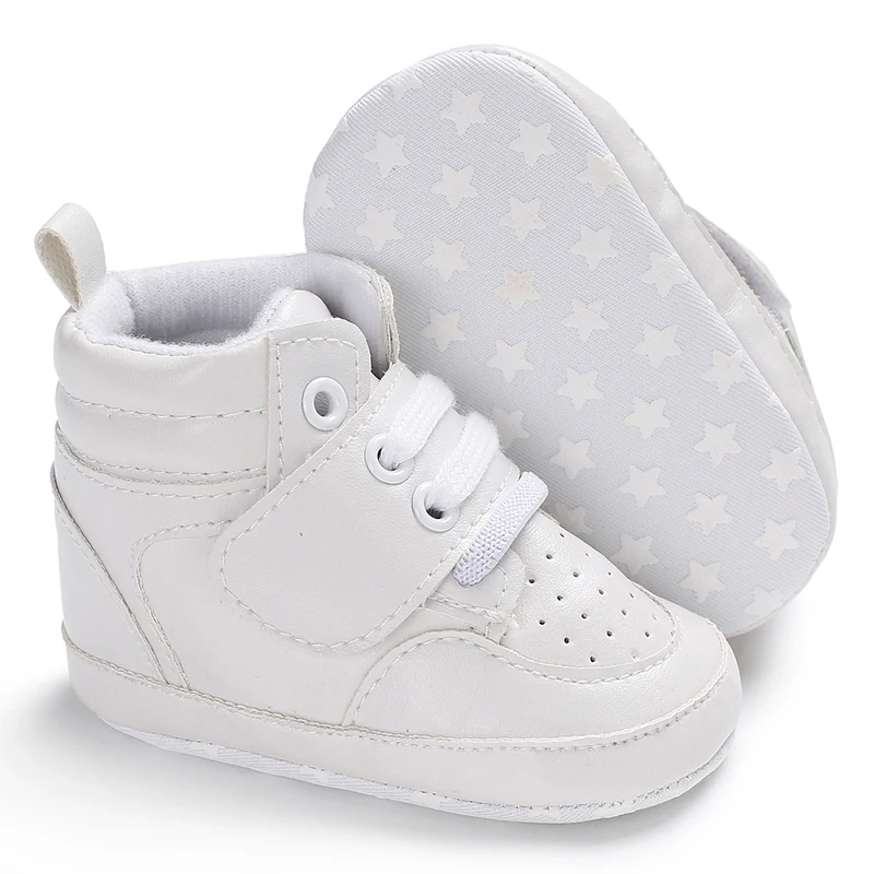 Emmaaby/Обувь для малышей; ботильоны из искусственной кожи для маленьких мальчиков и девочек; обувь для малышей; нескользящая Мягкая повседневная обувь с завязками; модный прекрасный кроссовок