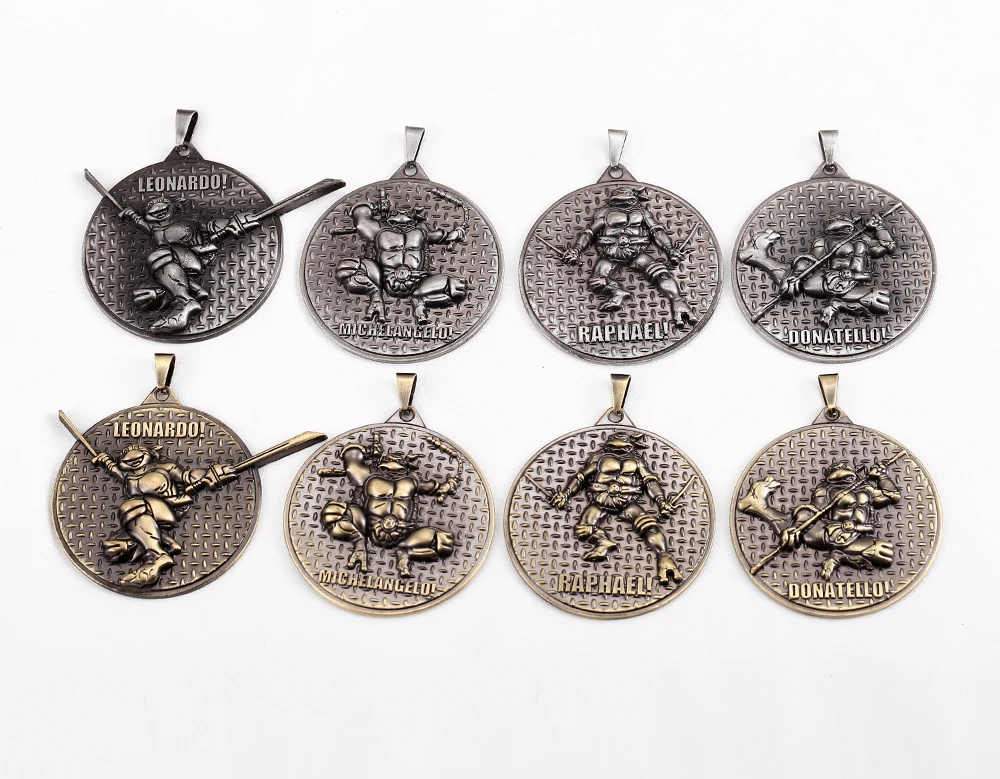 

8 Pcs New Arrival Anime Jewelry Anime Michelangelo Teenage Mutant Ninja TurtlesTMNT pendant necklace Creative Necklet
