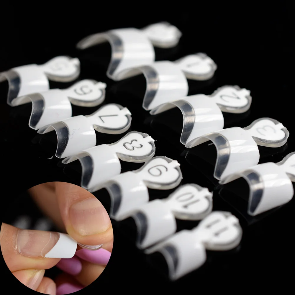 

Half Cover French Acrylic False Nail Tips Square Medium Pure White DIY Nail Art Manicure Products 24Pcs N210