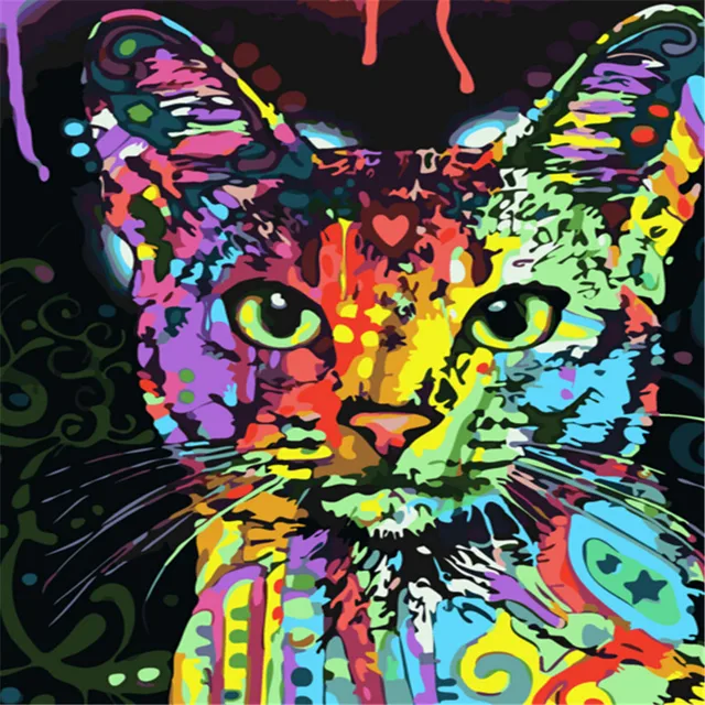 Buy Abstract Colorful Cat Picture Painting By Number