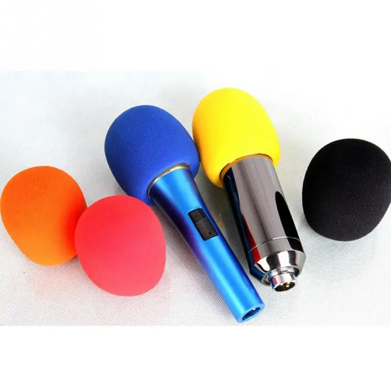 

5Pcs/Bag Handheld Stage Microphone Windscreen Foam Cover Thick Durable Microphone Case Black/Red/Yellow/Orange/Blue
