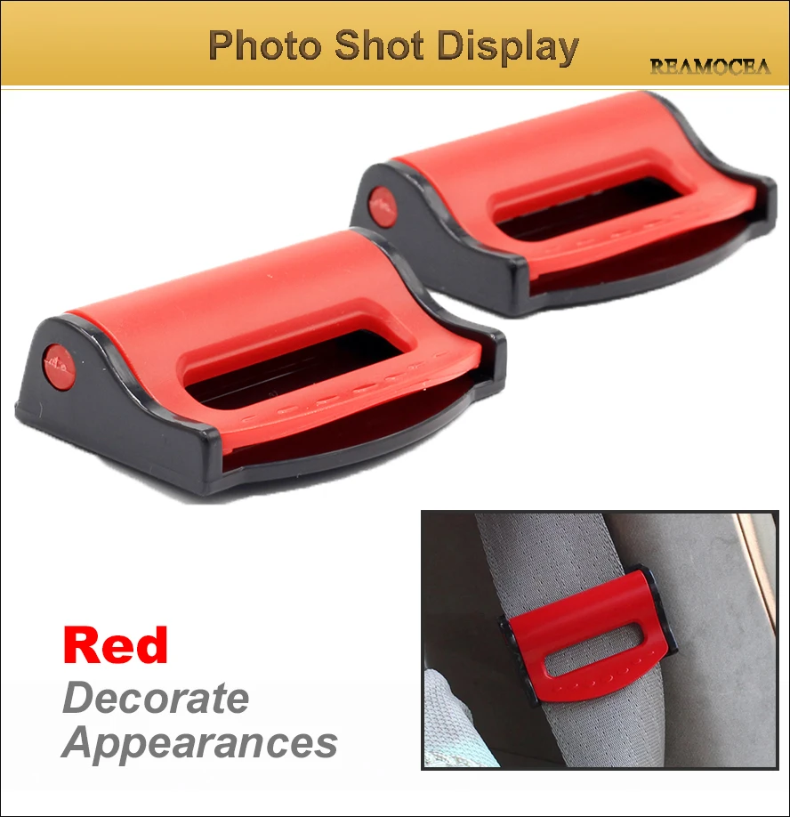 Reamocea 1Pair Universal Car Seat Belts Clips Safety Adjustable Auto Stopper Buckle Clip For Automobiles Car Accessories (9)