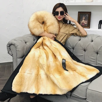 

Winter Jacket Women Brand Waterproof Parka Real Fur Coat Natural Raccoon Fur Collar Hood Mink Fur Liner Detachable Streetwear
