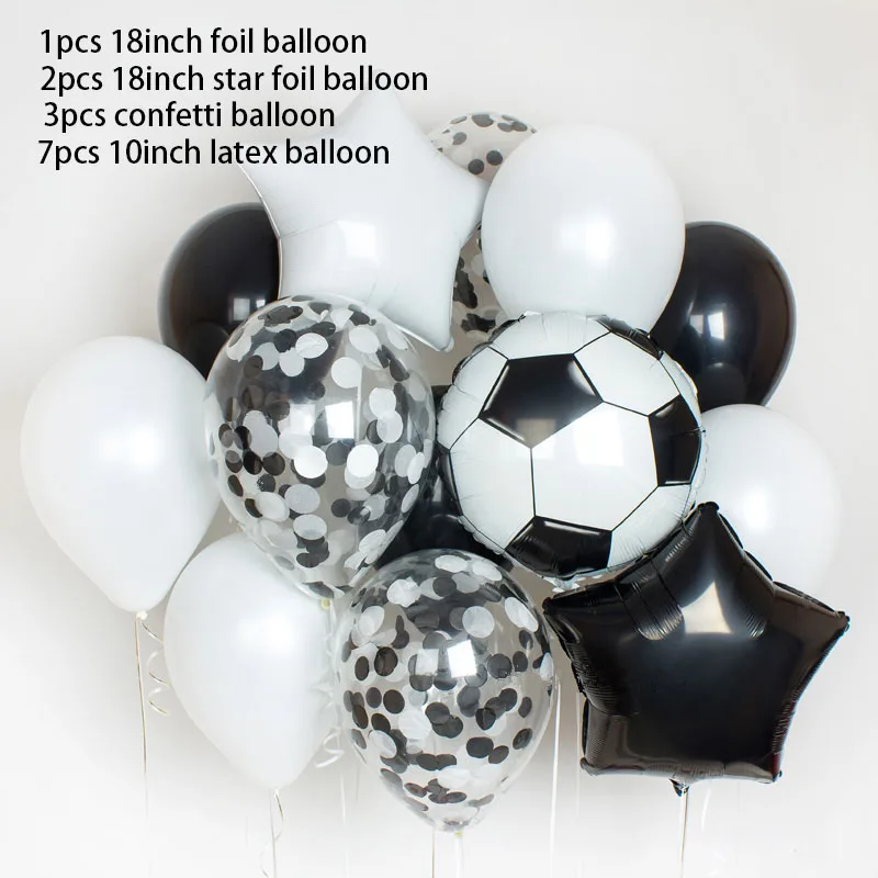 13 шт., вечерние круглые шары для футбольной тематики, черные, белые, конфетти, гелиевые шары, для спорта, для мальчиков, вечерние украшения - Цвет: style 2