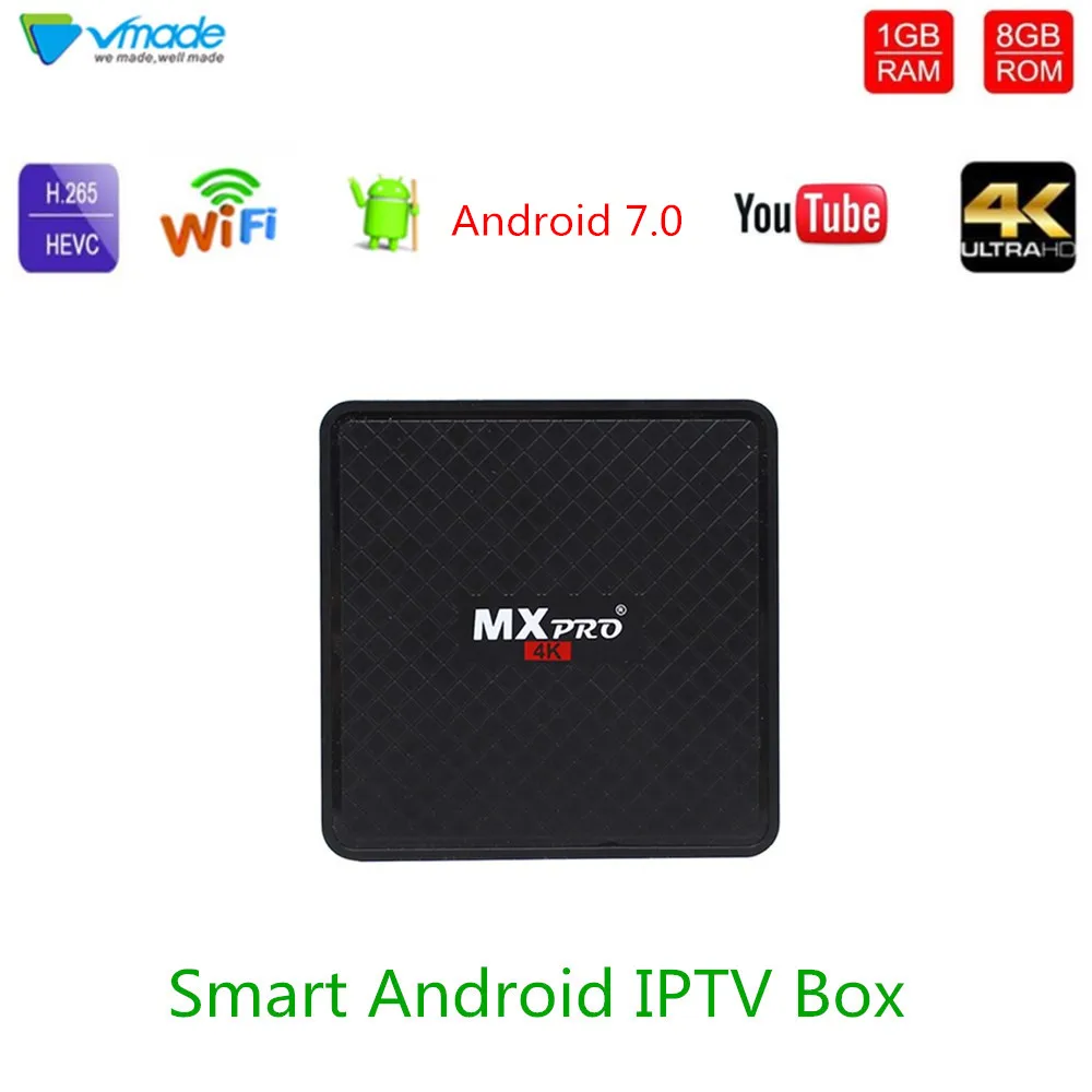 

Vmade V96S UHD 4k Smart TV Box Android 7.0 OS 1gb 8gb Allwinner H3 Quad Core Support H.265 1.0ghz WiFi Netflix Media Player