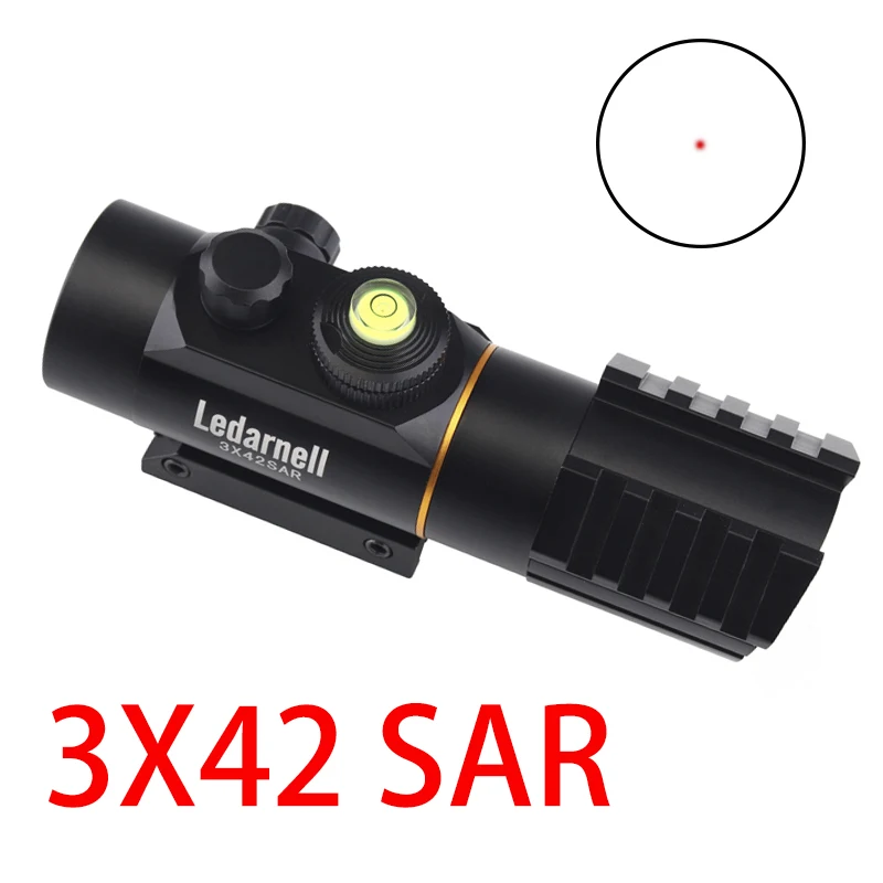 

Ledarnell Tactical 3x42 Riflescope Red Dot Optics Sight Scope Fits Picatinny Rail Mount 11/20mm rail Mounts Free Shipping
