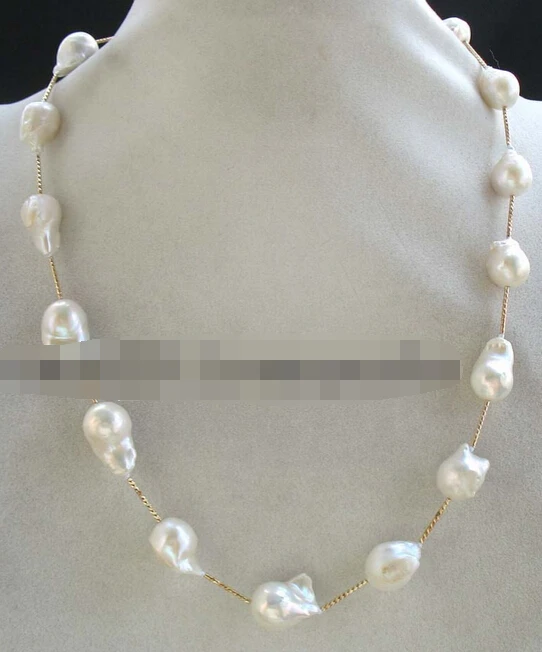 

Miss charm Jew1682 freshwater pearl white reborn keshi necklace 21" nature (A0325)