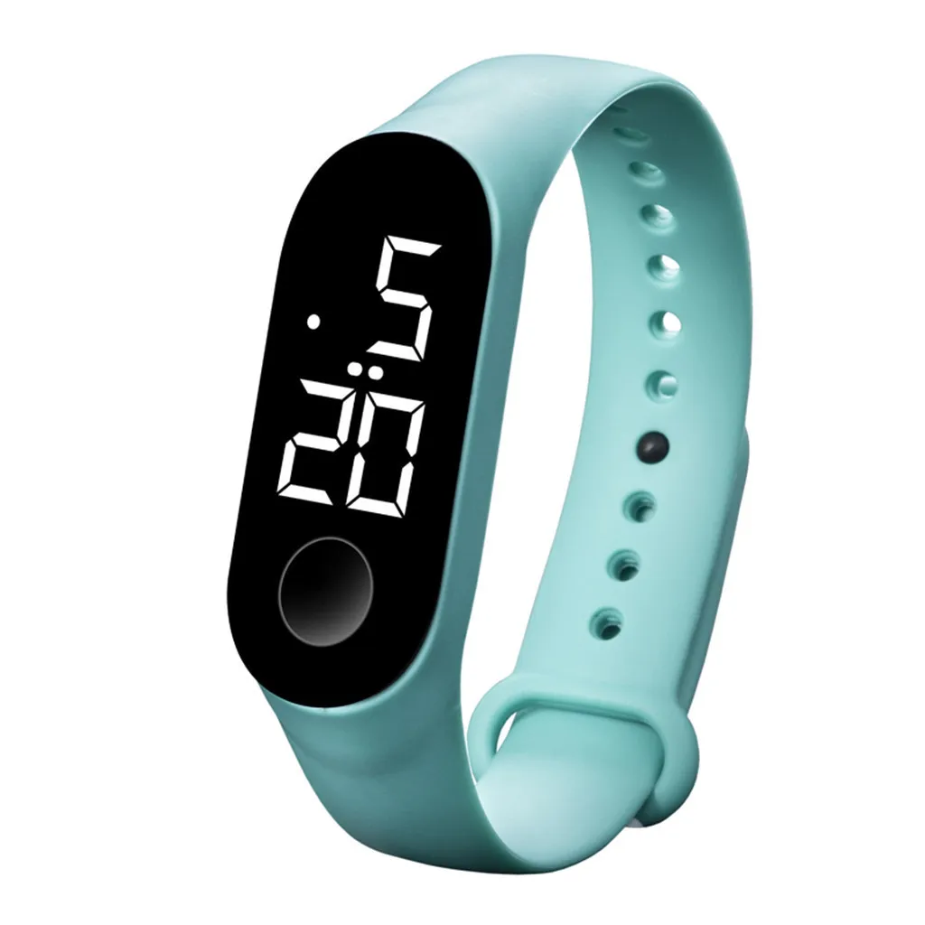 Модные мужские и женские повседневные спортивные часы-браслет, белый светодиодный электронный цифровой карамельный цвет, силиконовые наручные часы для детей
