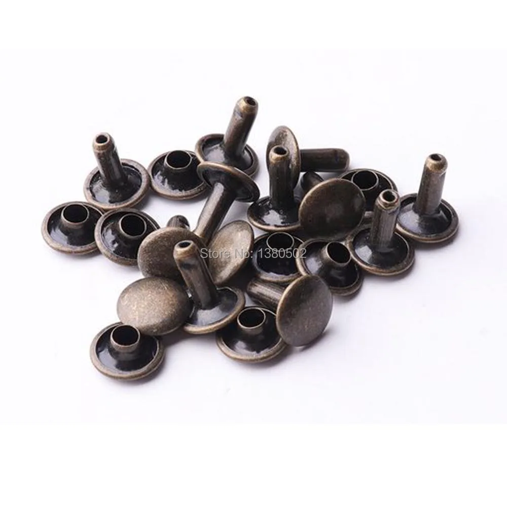 Buy 200sets 9*9mm bronze color double cap rivets