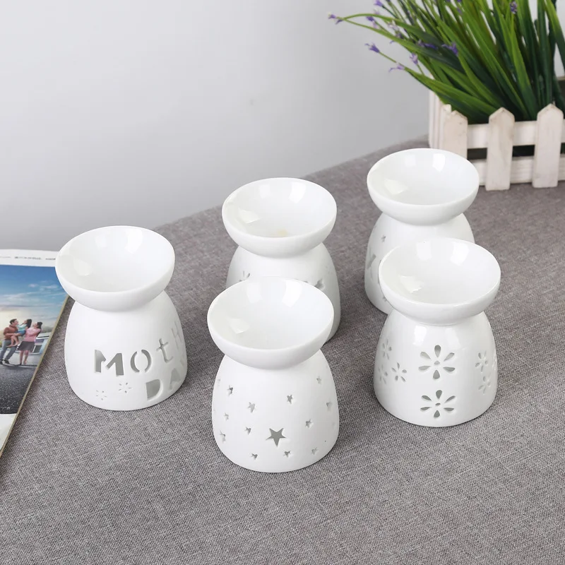 

Mini Love Heart Ceramic Aroma Lamp Hollowing Candle Furnace Essential Oil Furnace Home Furnishing Decoration E