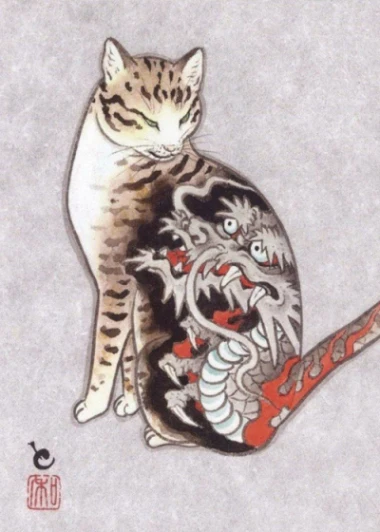 Японский самурайский Кот тату Кот-плакаты cudi плакат/Винтажный домашний декор самоклеющиеся наклейки на стену съемные плакаты
