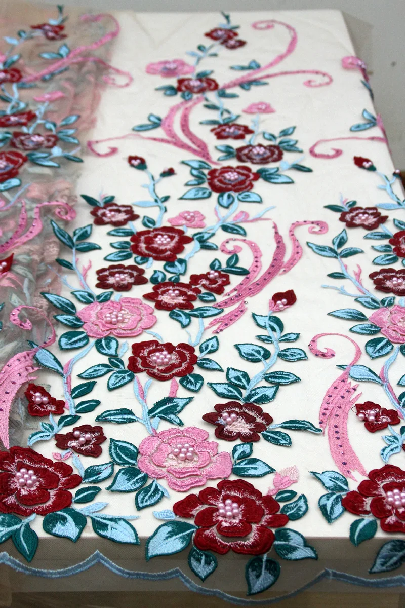 

New quality African gauze lace fabric, bridal lace beaded fabric, for wedding dresses